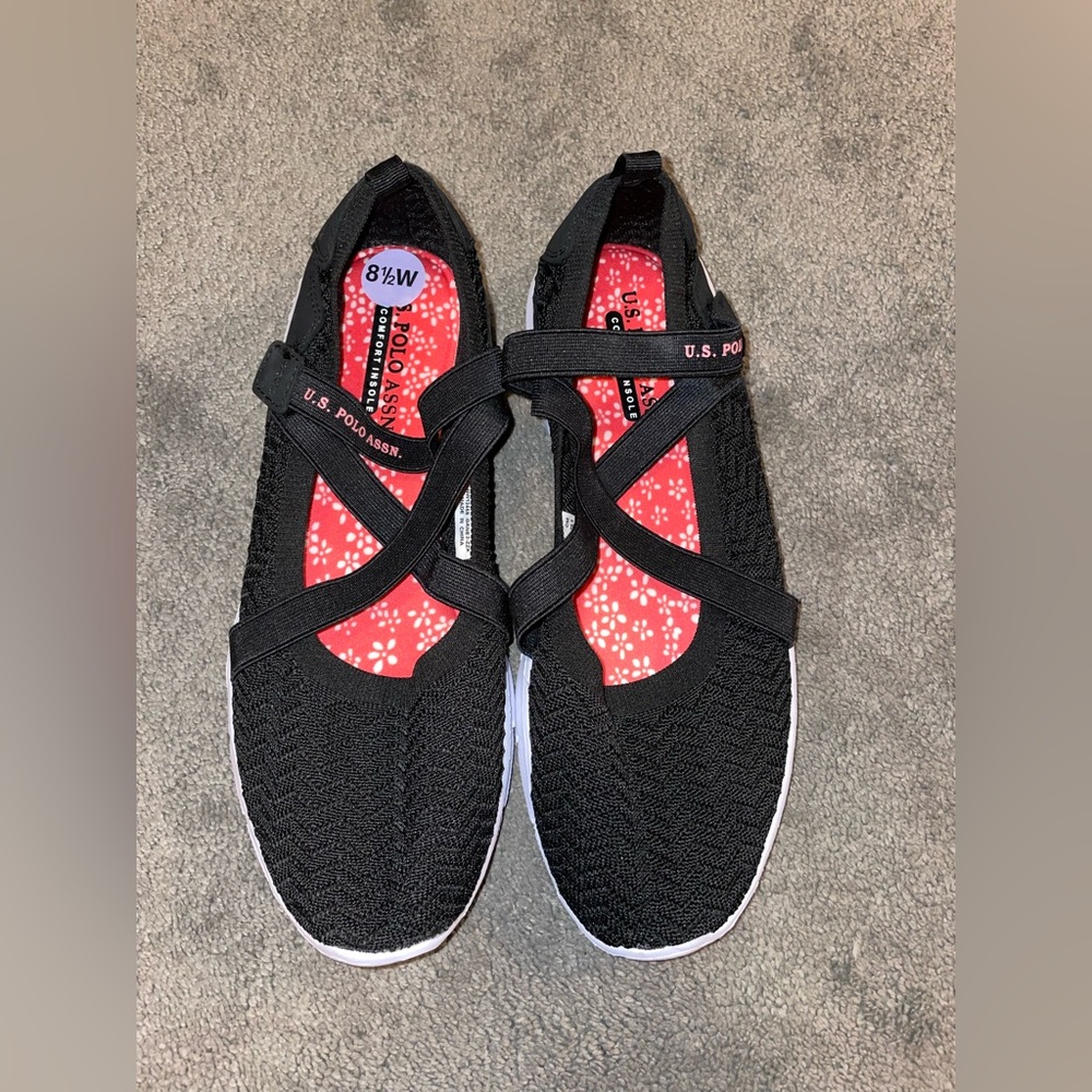 NWOT US. Polo Assn Black Slip on Shoes Size 8.5W